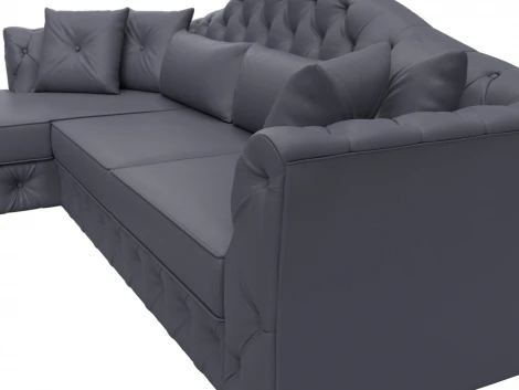 Диван угловой Артис левый угол (Брус,Рейка/Пластик/Экокожа/Серый) Лига Диванов 128033L