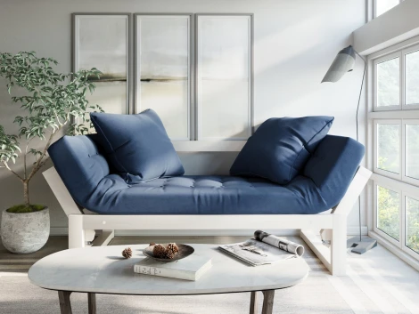 Кушетка Arsko Амбер беленый дуб синий велюр