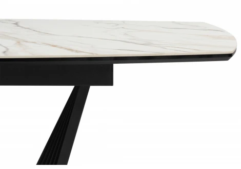 Керамический стол Вейл 160(205)х89 gilt white / черный 626060