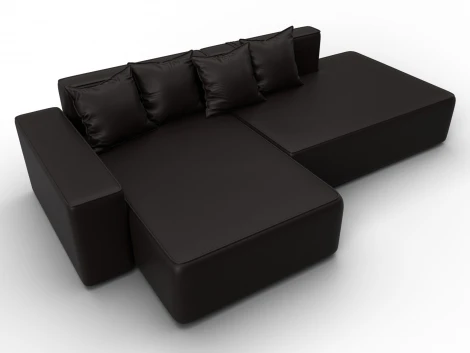 Диван угловой Лига-079 угол левый (ДСП/Пластик/Экокожа/Коричневый) Лига Диванов 129817L