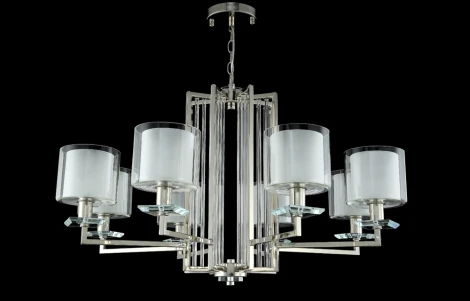 Подвесная люстра Crystal Lux Nicolas SP-PL8 NICKEL/WHITE (220V, на цепи)