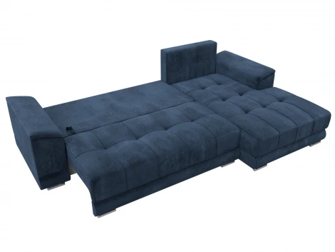 Диван угловой НордСтар правый угол (ДСП,Брус/Пластик/Велюр/Синий) Лига Диванов 127941
