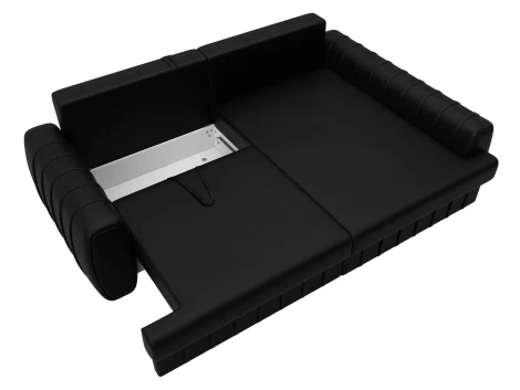 Диван угловой Лига-057 НПБ угол правый (ЛДСП,Брус,Фанера/Пластик/Экокожа/Черный) Лига Диванов 130034