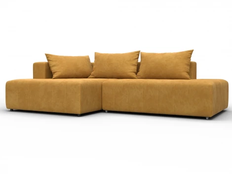 Диван угловой Лига-103 НПБ угол левый (ДСП,Брус,Фанера,Велюр/Желтый) Лига Диванов 134823L