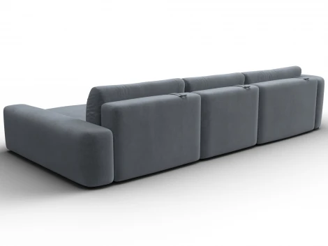 Диван угловой Лига-066 НПБ Лонг угол правый (ЛДСП,Фанера,Брус,Велюр/Серый) Лига Диванов 131228