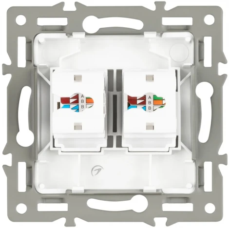 Механизм компьютерной розетки двойной SCT-MPC2-PL-WH (RJ-45, CAT6) (Arlight) 045336