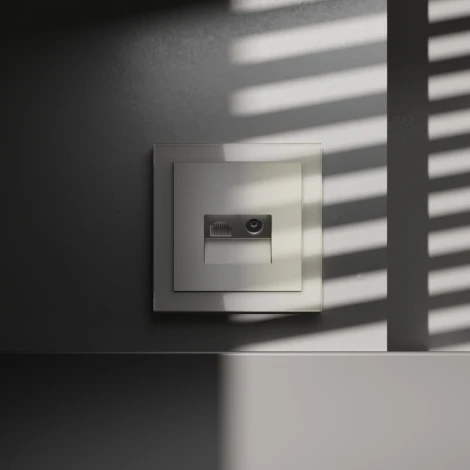 Розетка телевизионная встраиваемая TV+RJ45 Voltum S70 VLS060704 (шелк)