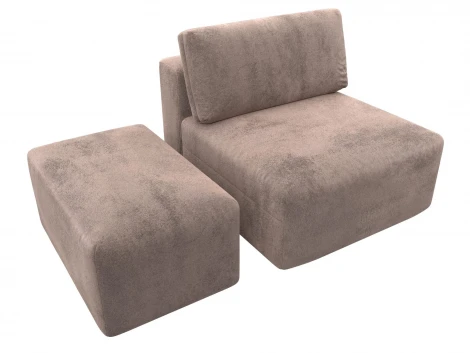 Модули диван и пуф Лига-060 НПБ (ЛДСП,Брус,Фанера,Велюр/Бежевый) Лига Диванов 129589