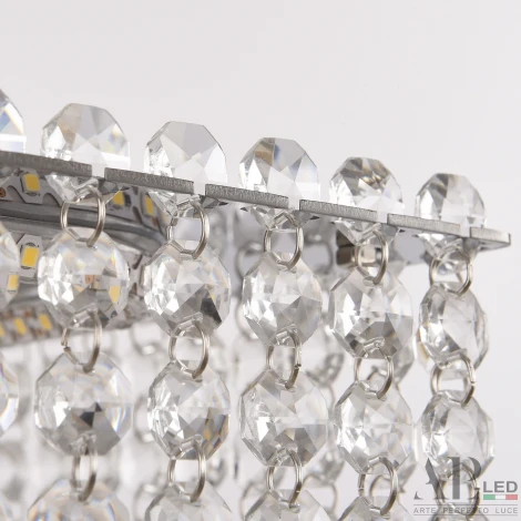 Подвесная люстра светодиодная APL LED Sicilia SH05.57.A.Ni.4000 (220V, хрусталь, на тросе)