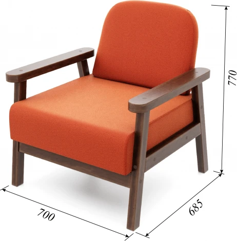 Кресло Arsko Флори орех велюр оранжевый