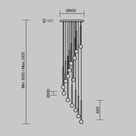 Подвесной светильник каскадный Maytoni Bubble dream MOD383PL-L40BBS3K (LED, 220V, на проводе)