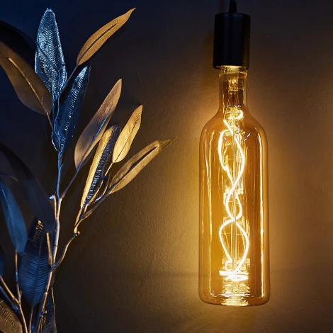 Лампа светодиодная филаментная, золотистая колба, спиральный филамент Uniel Soho LED-SF21-5W/SOHO/E27/CW GOLDEN GLS77GO