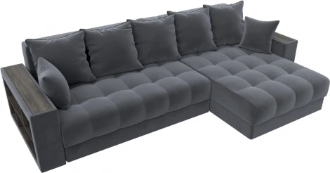 Диван угловой с декором и полкой Лига-050 НПБ Лига Диванов (Велюр) арт.128594