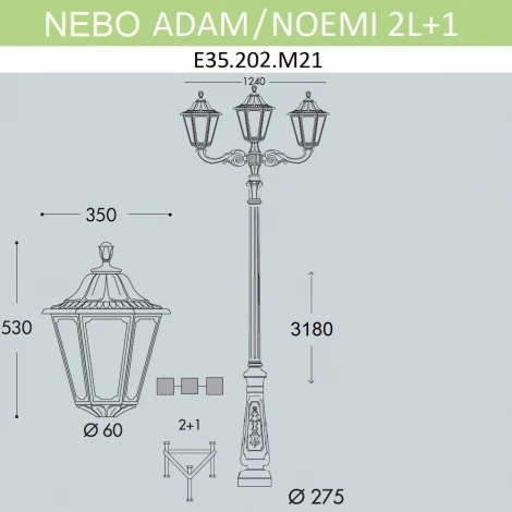 Наземный фонарь Fumagalli Noemi E35.202.M21.AXH27 (220V, IP55)