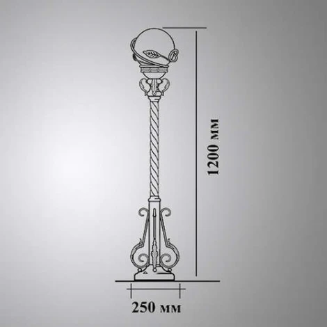 Наземный фонарь Кузнечное дело Галактика 24-002-ЧЗ (220V, ковка, шар, листья, под старину, IP54)