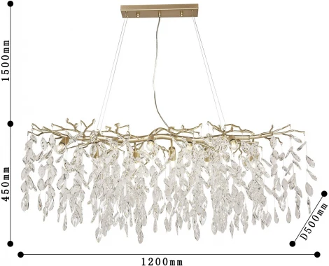 Подвесной светильник Favourite Brillo 3056-10P (220V, хрусталь, на тросе, лепестки, листья, ветки)
