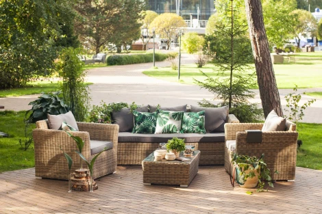 Диван из искусственного ротанга трехместный, цвет соломенный 4SIS Капучино YH-C3130W-3