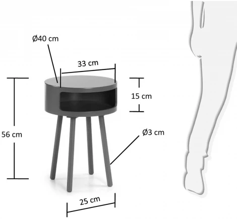 Журнальный стол La Forma (ex Julia Grup) Kurb (Серый/ Фанера,Дерево,Каучук,МДФ)