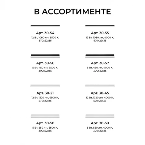 Линейный светильник светодиодный накладной 5Вт Apeyron 30-57