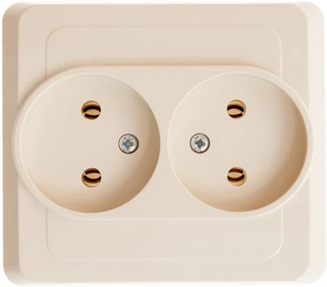 Розетка встраиваемая двойная без заземления (кремовый) Systeme Electric Этюд PC16-005K
