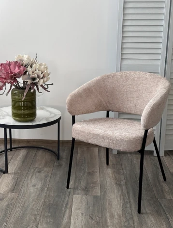 Стул M-City SAGE 3018-10 бежевый, шенилл / черный каркас