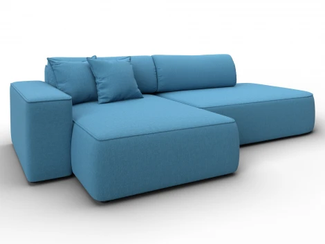 Диван угловой Лига-065 БП угол левый (ДСП,Рогожка/Голубой) Лига Диванов 134786L
