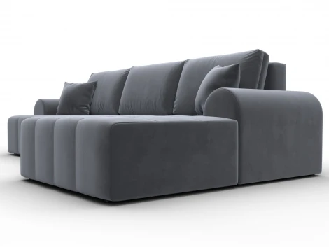 Диван угловой Лига-080 угол правый (ДСП/Пластик/Велюр/Серый) Лига Диванов 134748