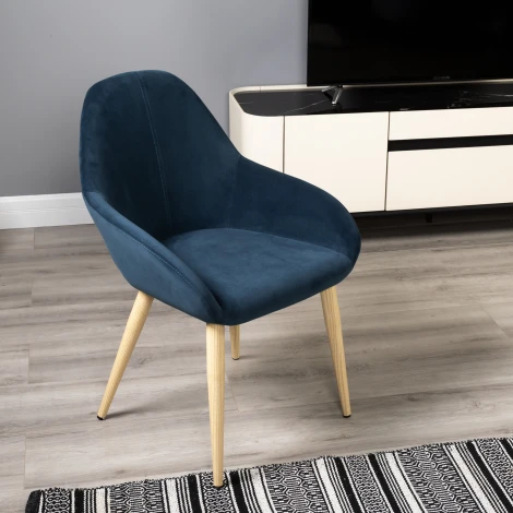 Кресло Kent Diag blue/нат.дуб R-Home арт.410119151h_Diagblue_н.дуб