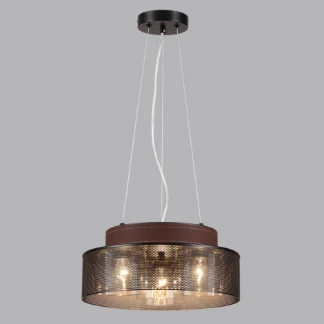 Подвесной светильник Lumion Basalto 6598/3C черный/черный. коричневый металл, эко кожа/металл, стекло Е27 3*40W 220V (на тросе, круглые)