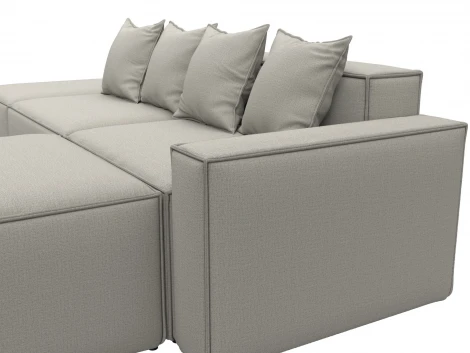 Диван угловой модульный Лига-063 угол правый (ДСП/Пластик/Рогожка/Бежевый) Лига Диванов 129783