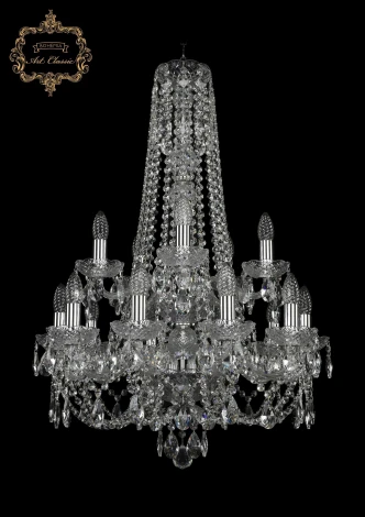 Подвесная люстра Art Classic 11.21 11.21.10+5.200.2d.h-85.Cr.Sp (220V, хрусталь, на цепи, подсвечник, свеча)