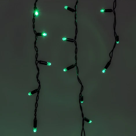 Гирлянда Бахрома с колпачком 3,1 x 0,5 м зелёная 220В, 120 LED, провод черный ПВХ, IP65 Laitcom PIL120CAP-11-2G