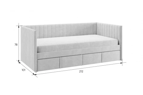 Кровать с ящиками Твикс (Софа) 90х200 см Mebelson (ДСП,Велюр/Графит) арт.171562,2171