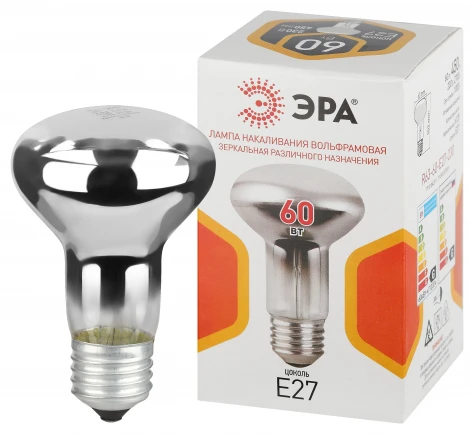 Лампочка накаливания E27 60 Вт ЭРА R63 R63-60-E27-230