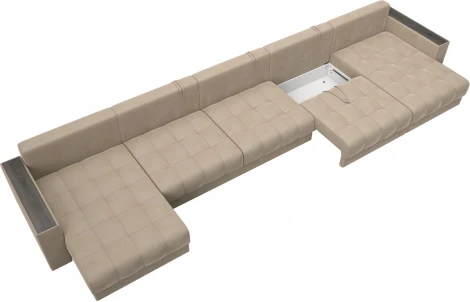 Диван П-образный с декором Лига-049 НПБ Мегалонг Лига Диванов (Велюр) арт.128523