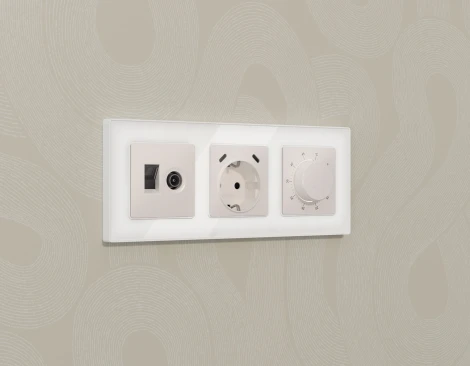 Лицевая панель для электрической розетки с заземлением и шторками 2хUSB Type-C (жемчуг) Ambrella Volt QUANT AP2105