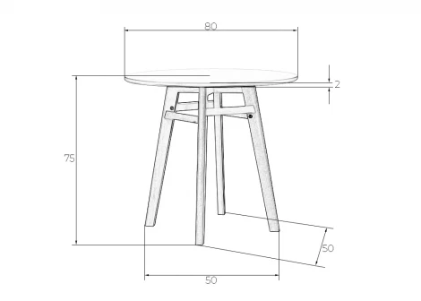Стол обеденный ALBERT'80 (белая столешница, основание светлый бук)