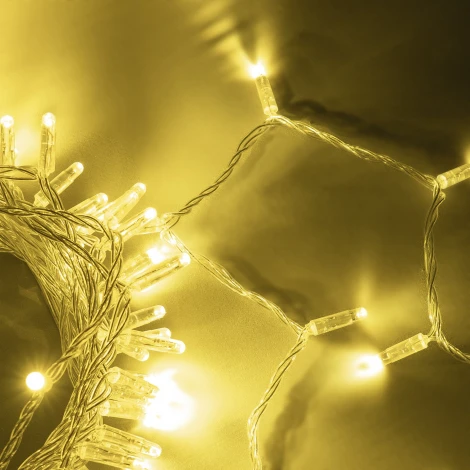 Гирлянда Нить с колпачком 10м шампань 220В, 100 LED, провод прозрачный ПВХ, IP65 Laitcom PST100CAP-10-2CH