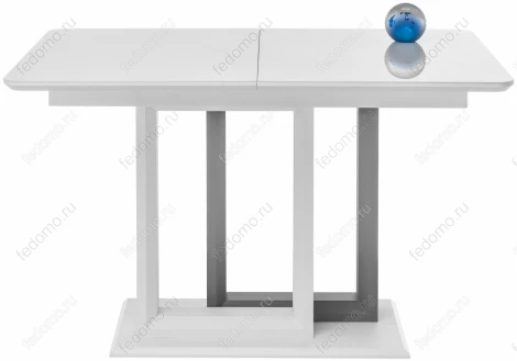 Стол на тумбе Woodville Санса белый / белая шагрень / грей 462081