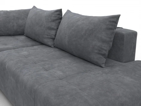 Диван угловой Лига-103 НПБ угол левый (ДСП,Брус,Фанера,Велюр/Темно-серый) Лига Диванов 134824L