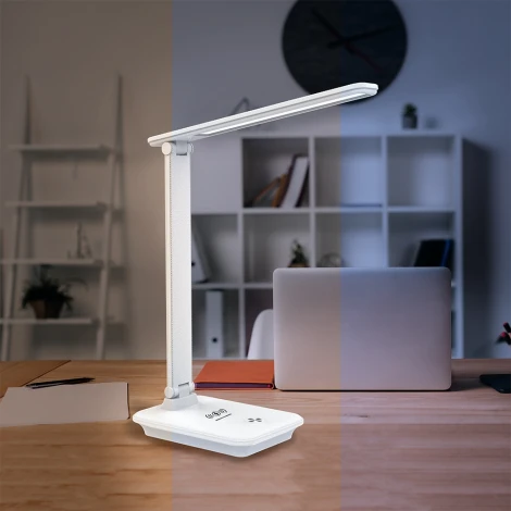 Офисная настольная лампа с беспроводным ЗУ Feron 41452 (LED, 220V, диммер, сенсорный выключатель)