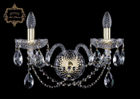 Бра Art Classic 10.11 10.11.2.195.XL.Gd.Sp (220V, хрусталь, подвески, подсвечник, свеча)