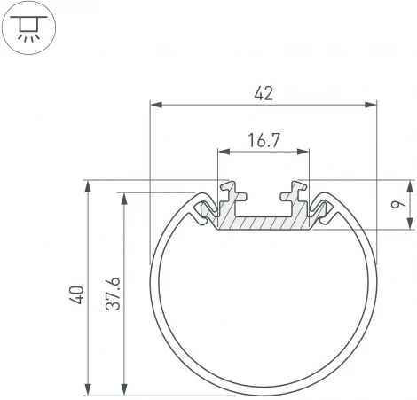 Профиль ROUND-D40-2000 ANOD (Arlight, Алюминий) 044517