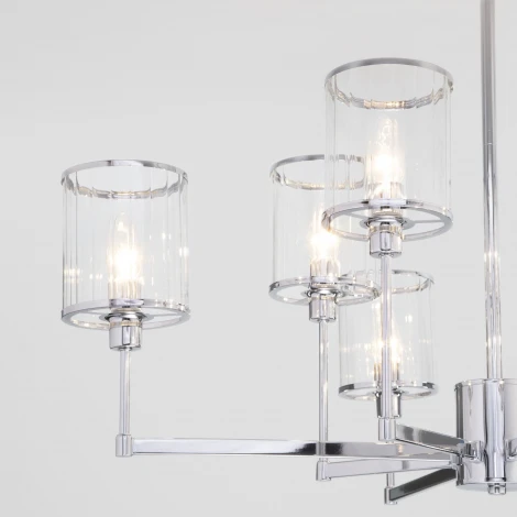 Потолочная люстра Wi-Fi на штанге Eurosvet Inari 60144/8 хром (220V, управление смартфоном, голосовое управление, умный дом - Minimir Home, Алиса, Маруся, Салют)