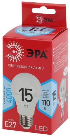 Лампочка светодиодная E27 15W ЭРА LED A60-15W-840-E27 R