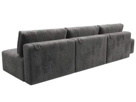 Диван прямой модульный с пуфом Лига-060 НПБ Лонг (ЛДСП,Брус,Фанера/Пластик/Велюр/Серый) Лига Диванов 129477