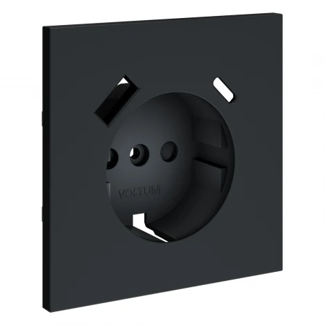 Накладка для розетки с заземлением и защитными шторками, с USB A+C Voltum S70 VLS001007 (графит)