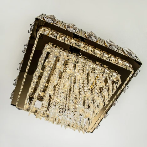 Потолочная люстра светодиодная хрустальная с пультом и управлением смарфоном с регулировкой цветовой температуры и яркости LED4U LED4U L9438-500-500 GD с УД