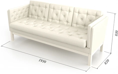 Диван Arsko Айверс Б беленый дуб белый кожзам