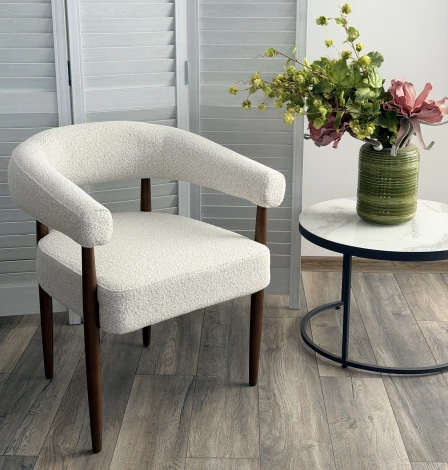 Стул БОНСАЙ (BONSAI), цвет СВЕТЛО-БЕЖЕВЫЙ CLOUD-113, букле / ОРЕХ , ®DISAUR M-City 64850